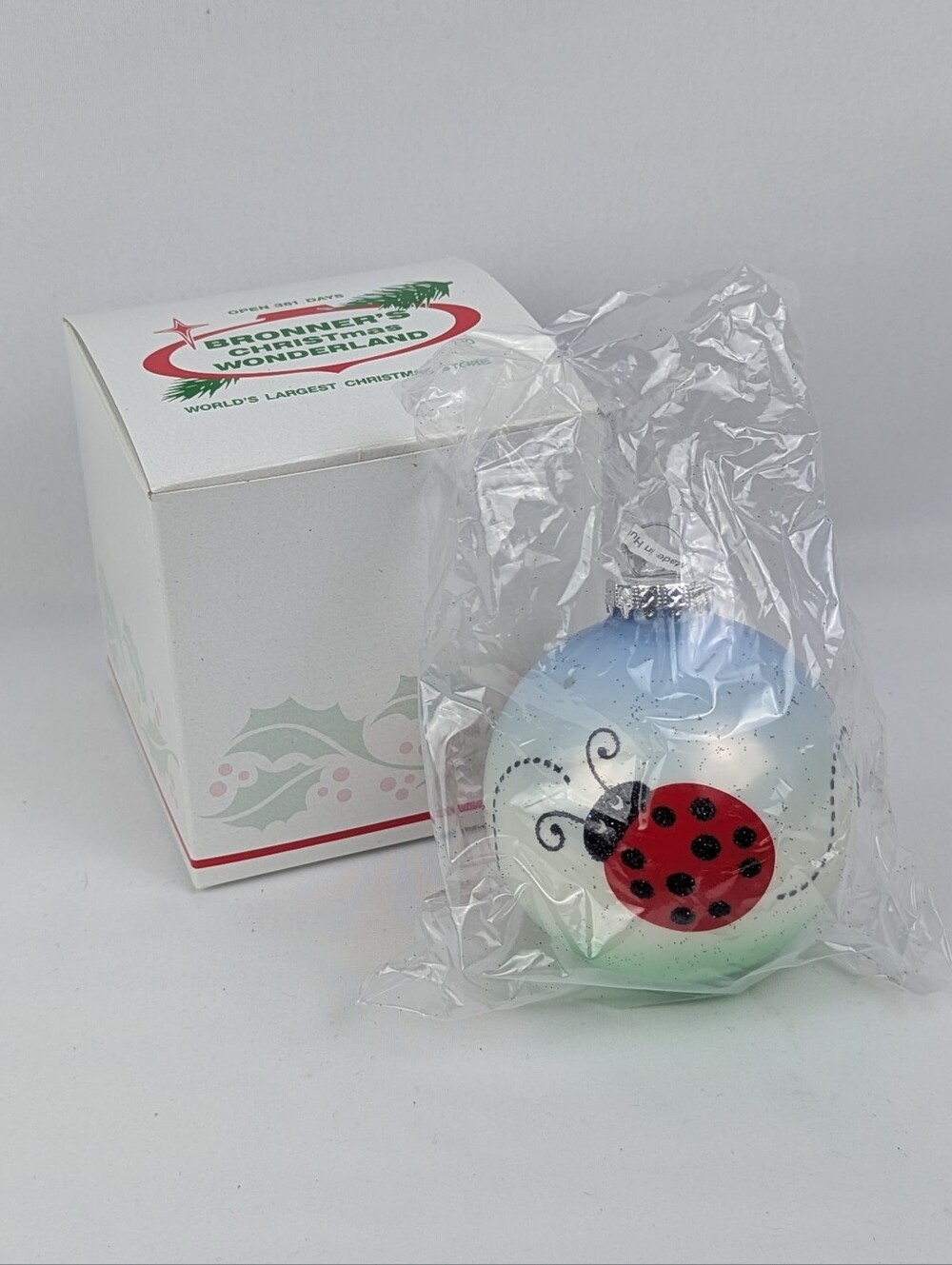 Ladybug Holiday Christmas Ornament Bronner's Glass Glitter Embellished - Picture 8 of 10